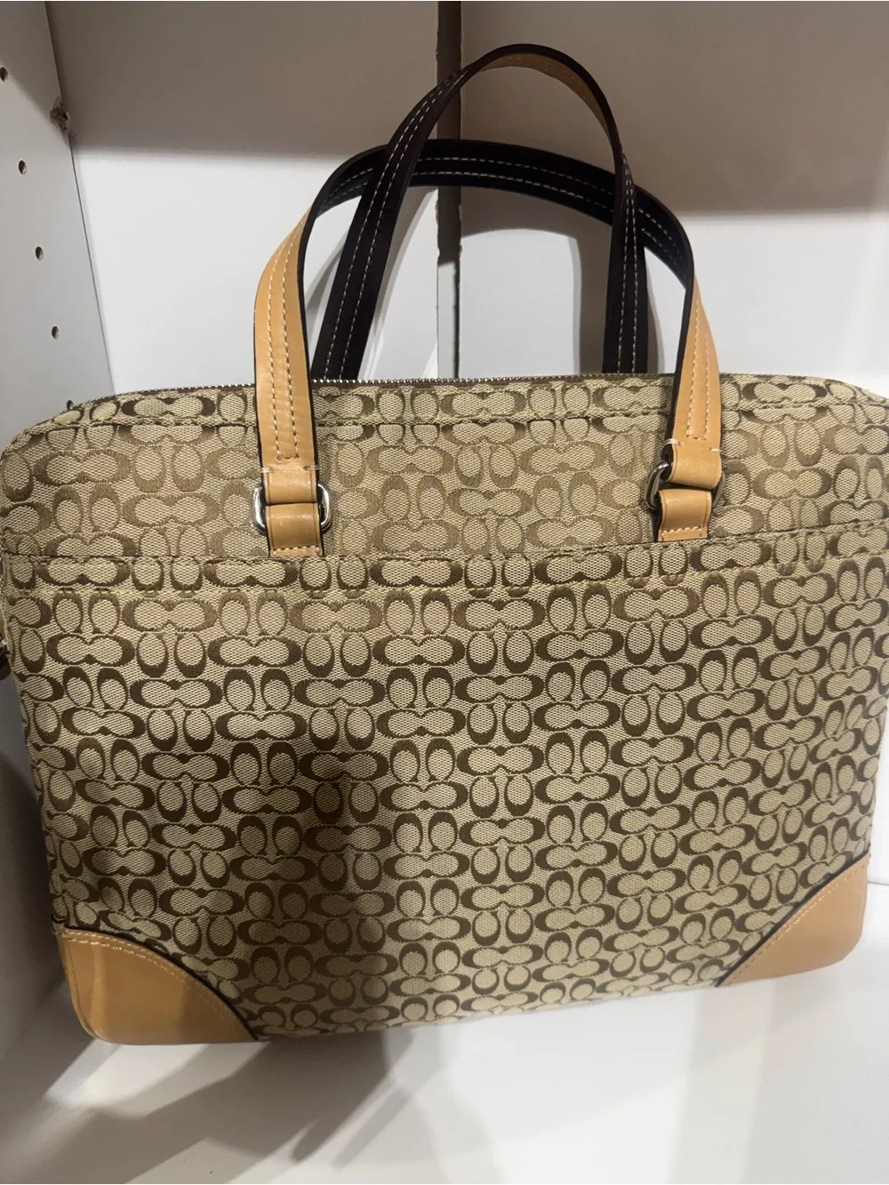 Coach Vintage Brown/Tan Signature Laptop Satchel